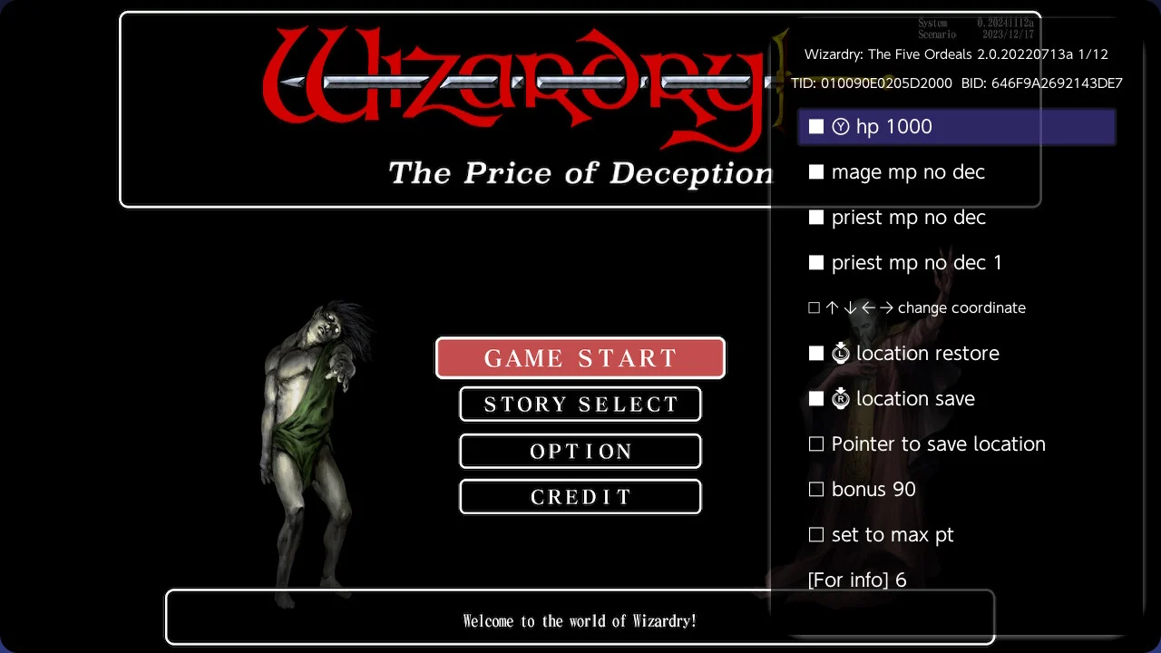 switch《巫术外传:五大试炼 Wizardry: The Five Ordeals》2.0.20220713a 金手指