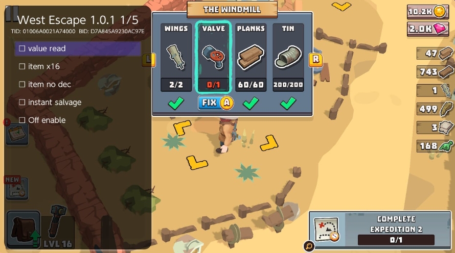 switch西方逃脱 West Escape 1.0.1 金手指