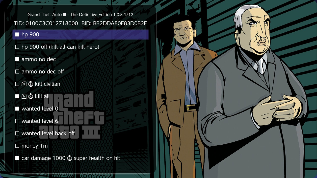 《侠盗猎车手 3 终极版 Grand Theft Auto III》Switch金手指下载 – 含1.0.8