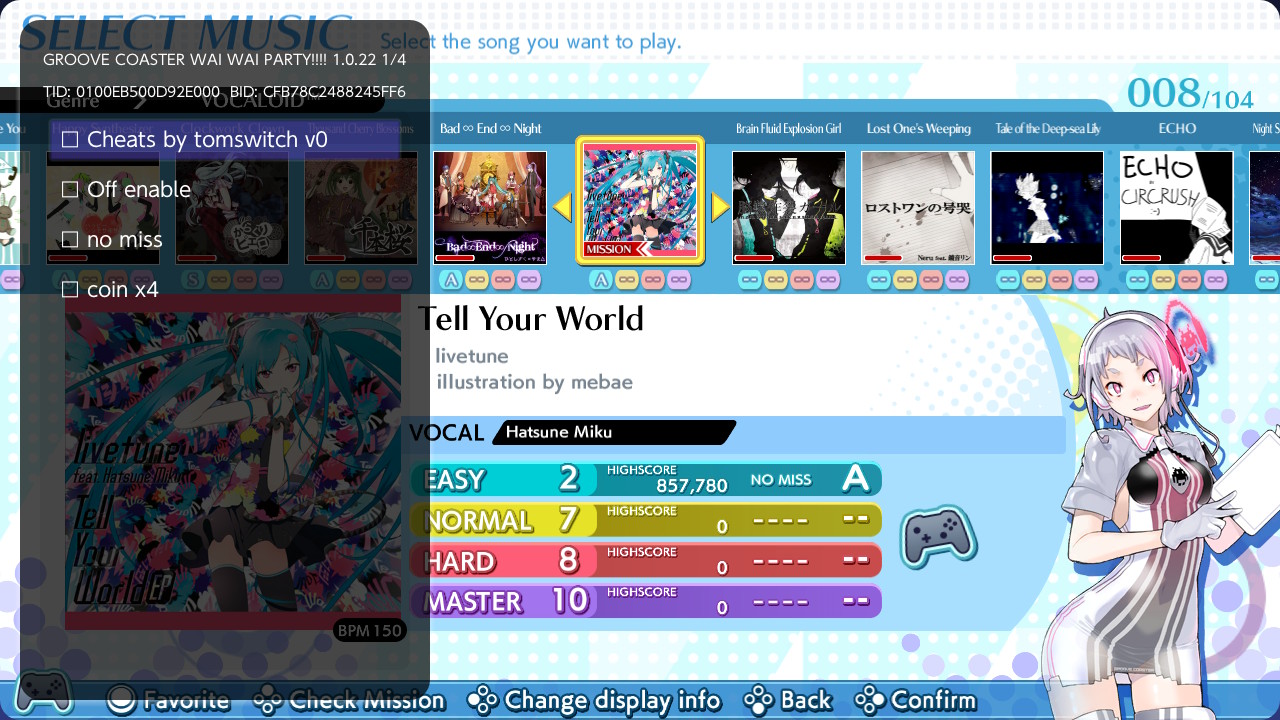 《炫音轨迹 GROOVE COASTER WAI WAI PARTY!!!!》Switch金手指下载 – 含1.0.22