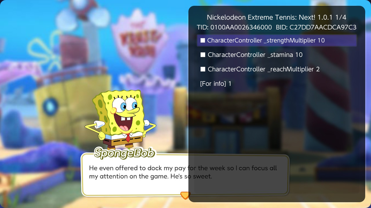 尼克儿全明星 网球 Nickelodeon Extreme Tennis Next! Switch 1.0.1 金手指下载